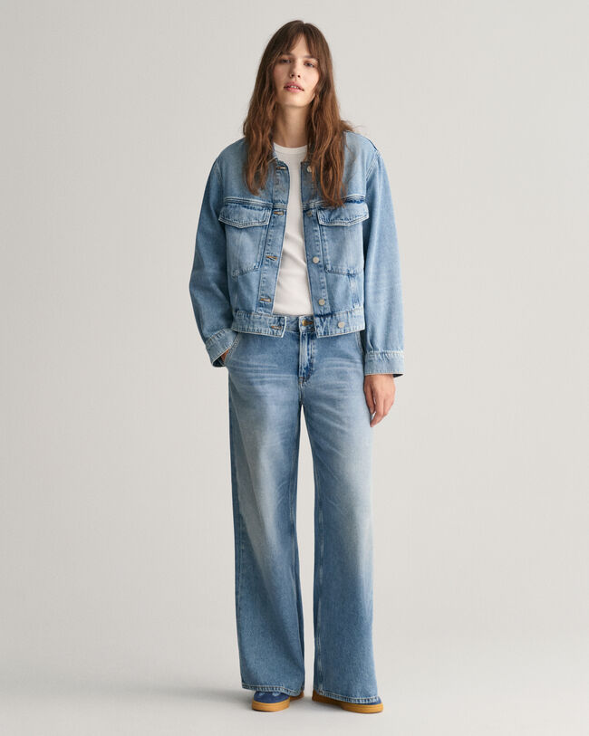 Jeans met lage taille en wijde pijpen