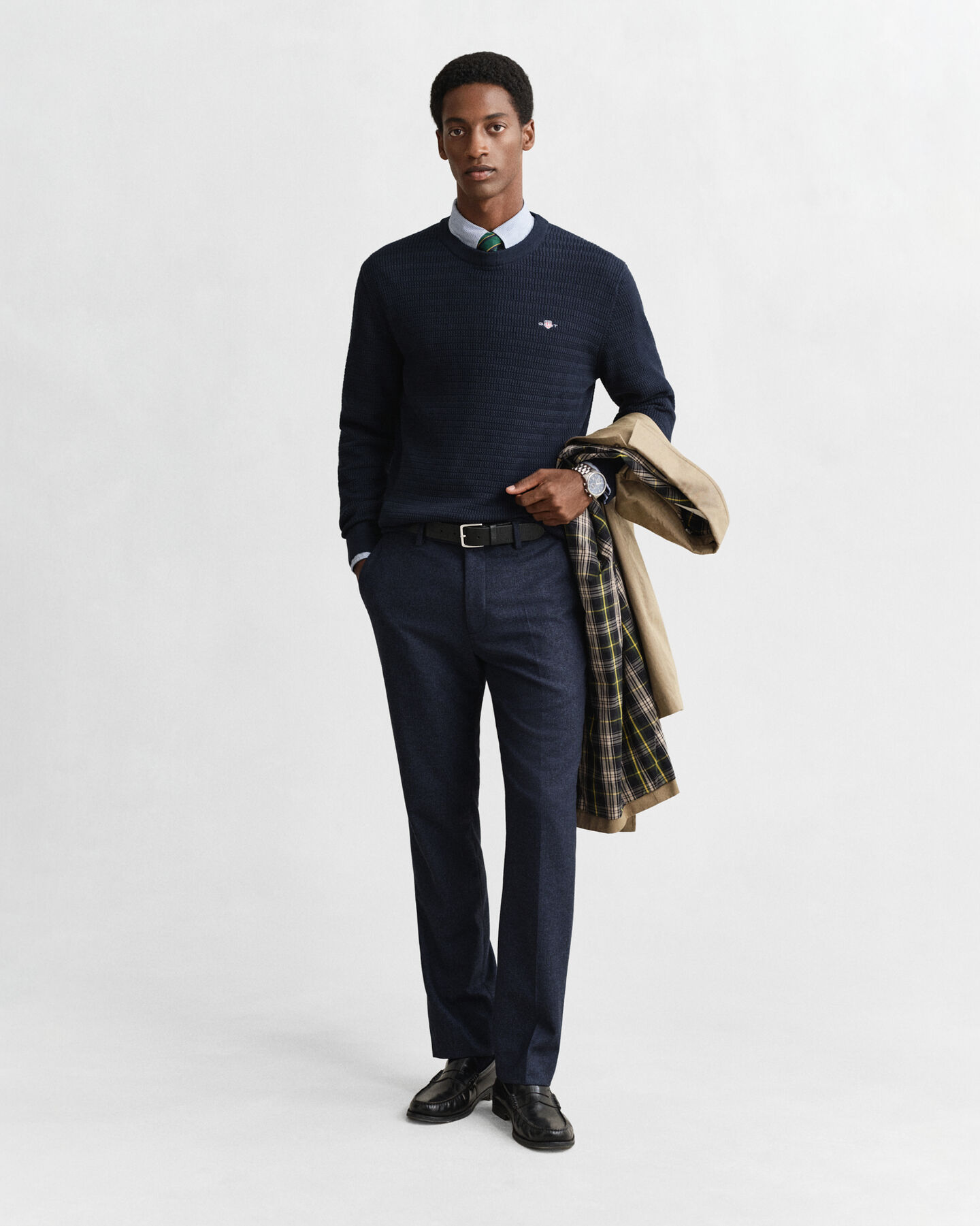 Gebreide trui met minikabels en ronde hals