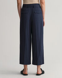 Cropped broek met wijde pijpen en ceintuur