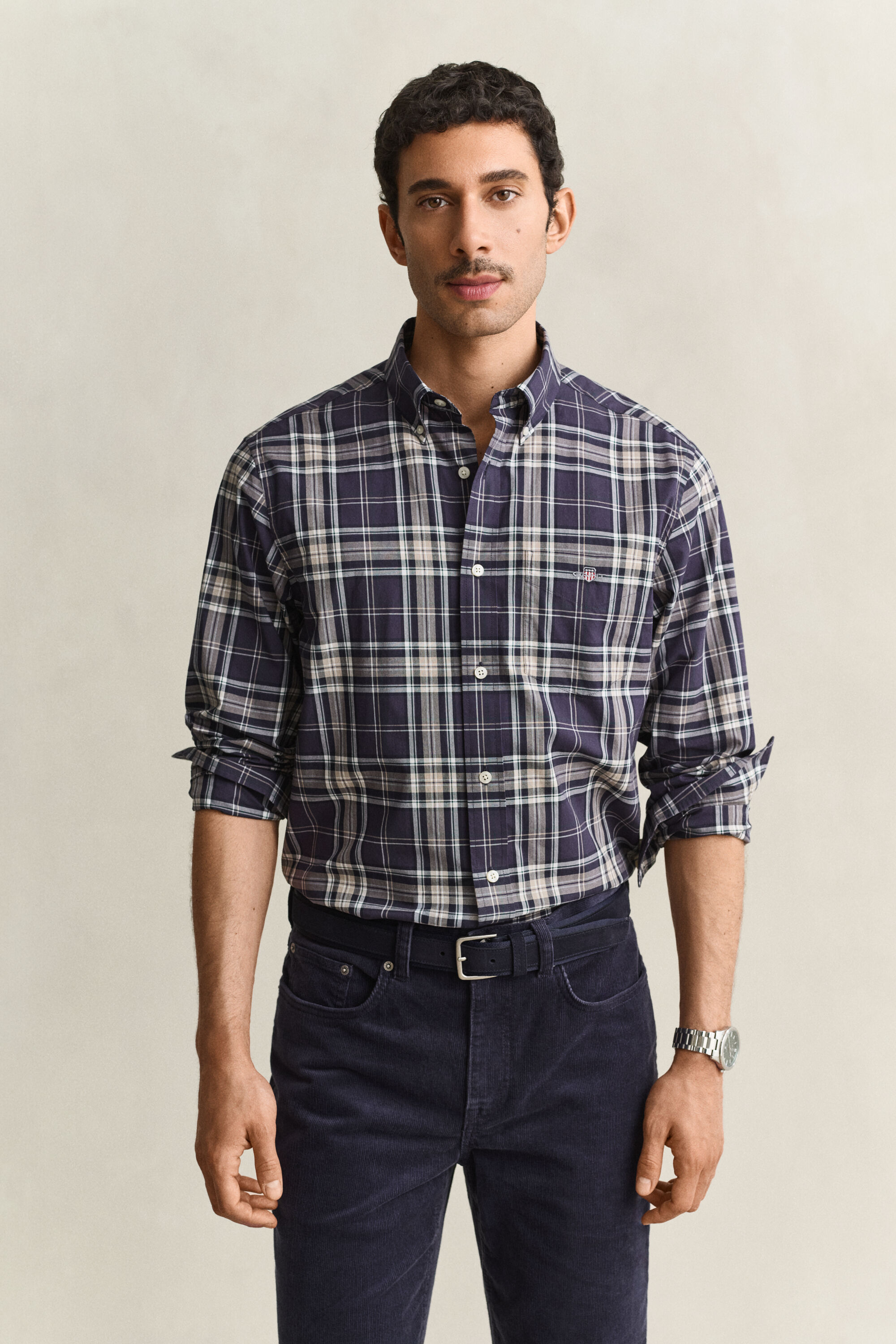 Geruit poplin overhemd