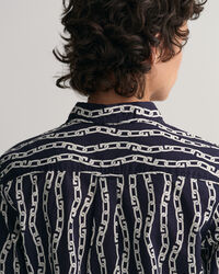 Regular Fit Chain Print overhemd van katoenen voile