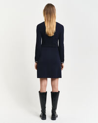 Ribgebreide jurk met contrast