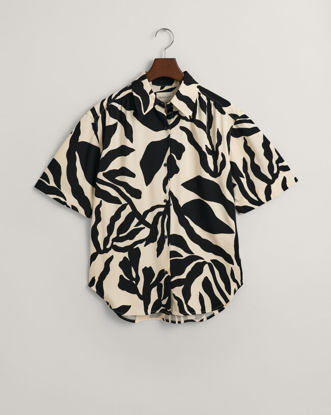 Relaxed Fit Palm Print blouse met korte mouwen