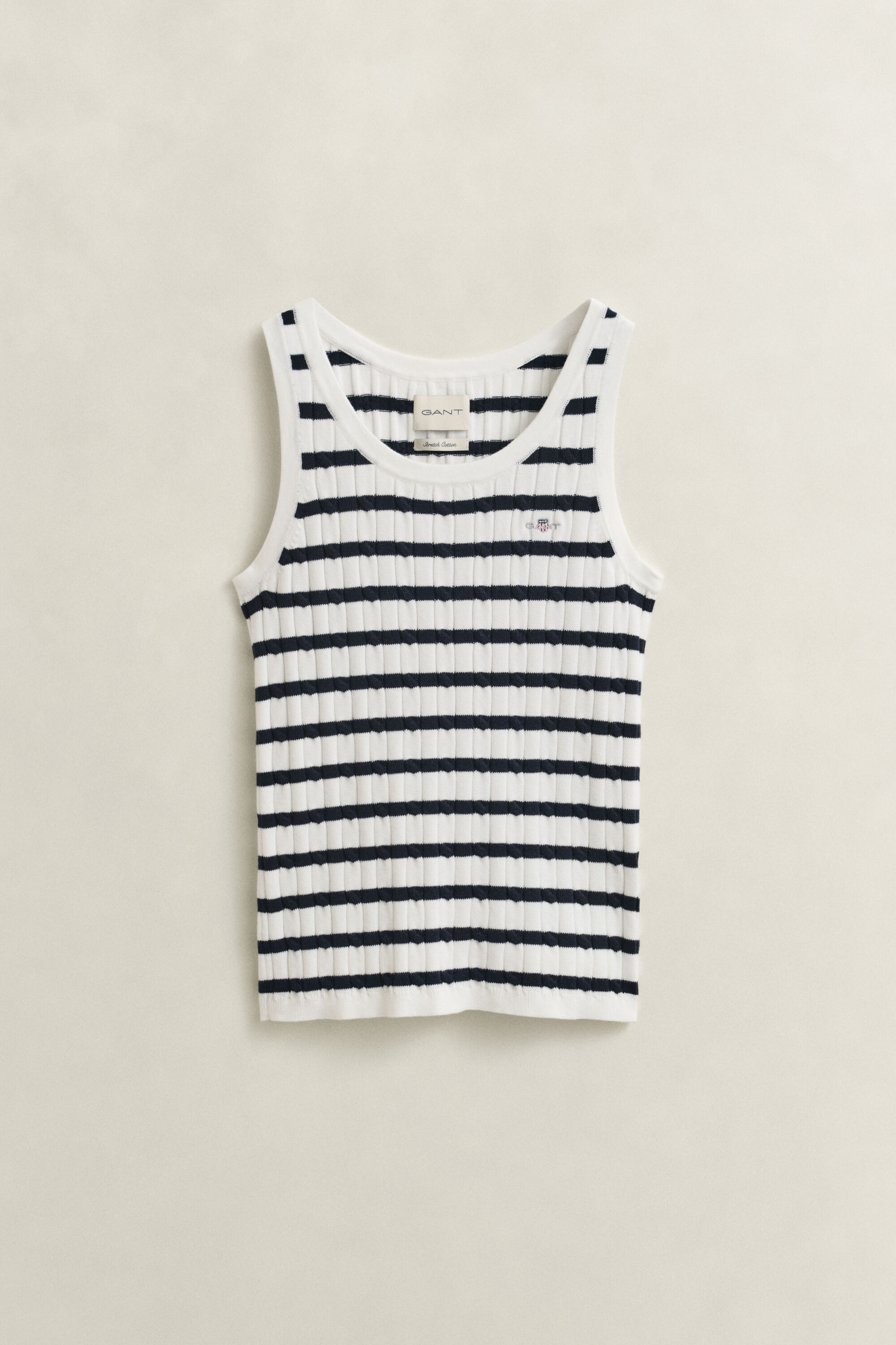 Kabelgebreide tanktop met strepen