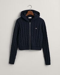 Teen Girls Shield kortere kabelgebreide hoodie met ritssluiting