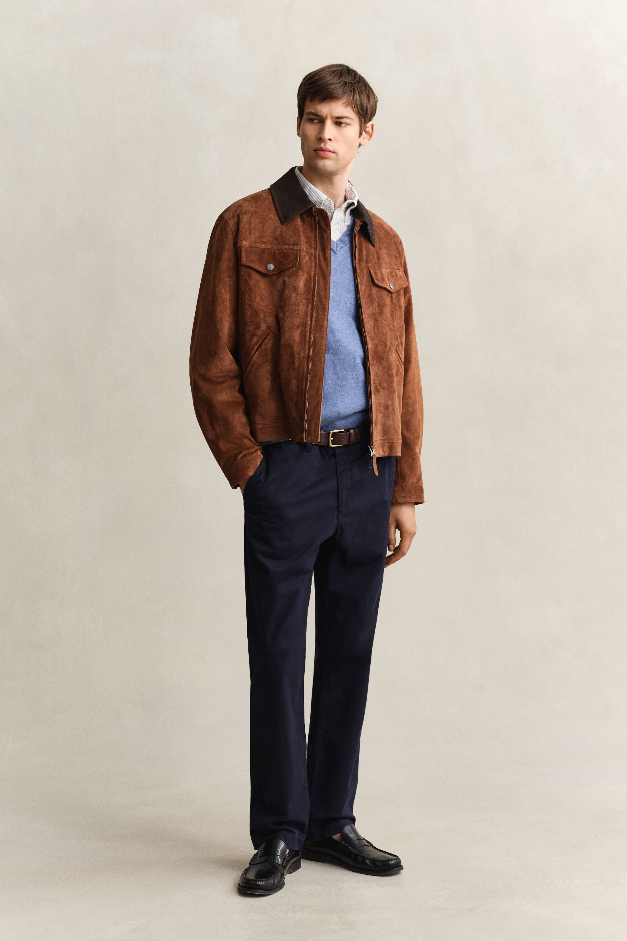 Klassieke sweater van katoen met V-hals