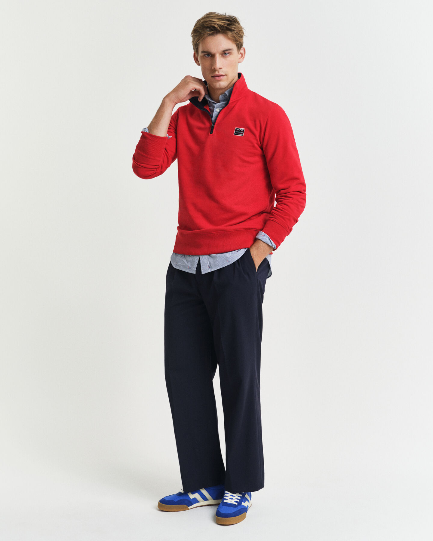 Sweatshirt met contrast en korte rits