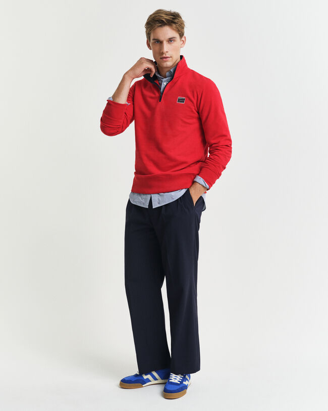 Sweatshirt met contrast en korte rits