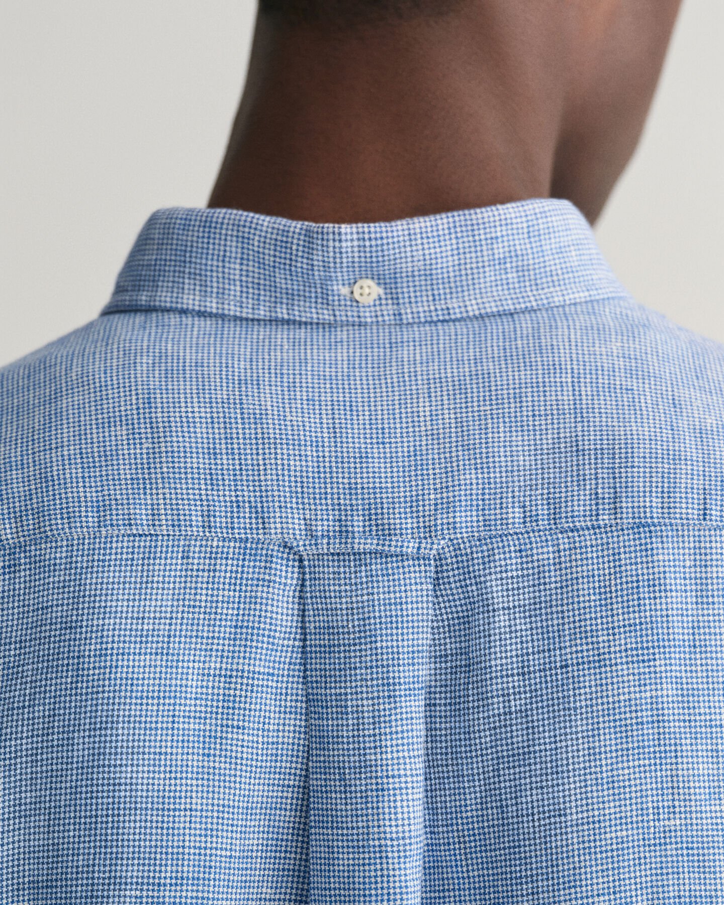 Regular Fit linnen overhemd met korte mouwen met pied-de-poule