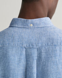 Regular Fit linnen overhemd met korte mouwen met pied-de-poule