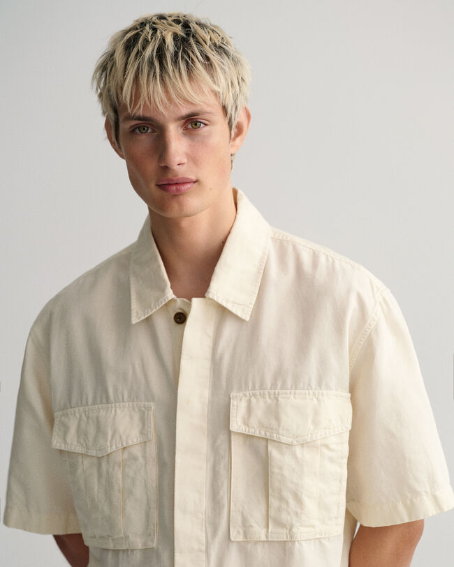 Relaxed Fit Utility overhemd met korte mouwen