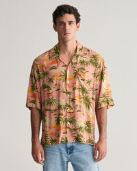 Regular Fit Hawaiian Print overhemd met korte mouwen