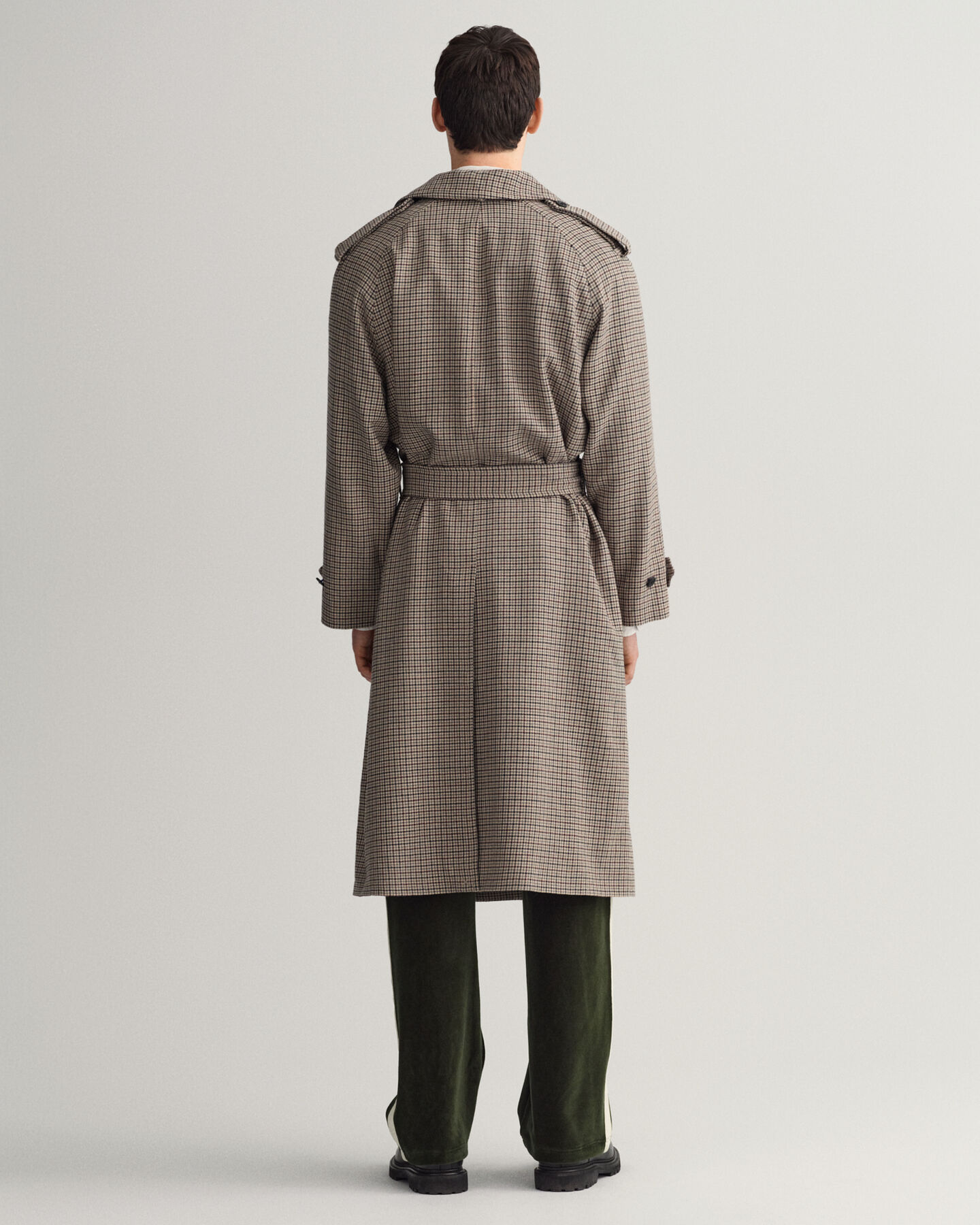 Wollen trenchcoat met pied-de-poule