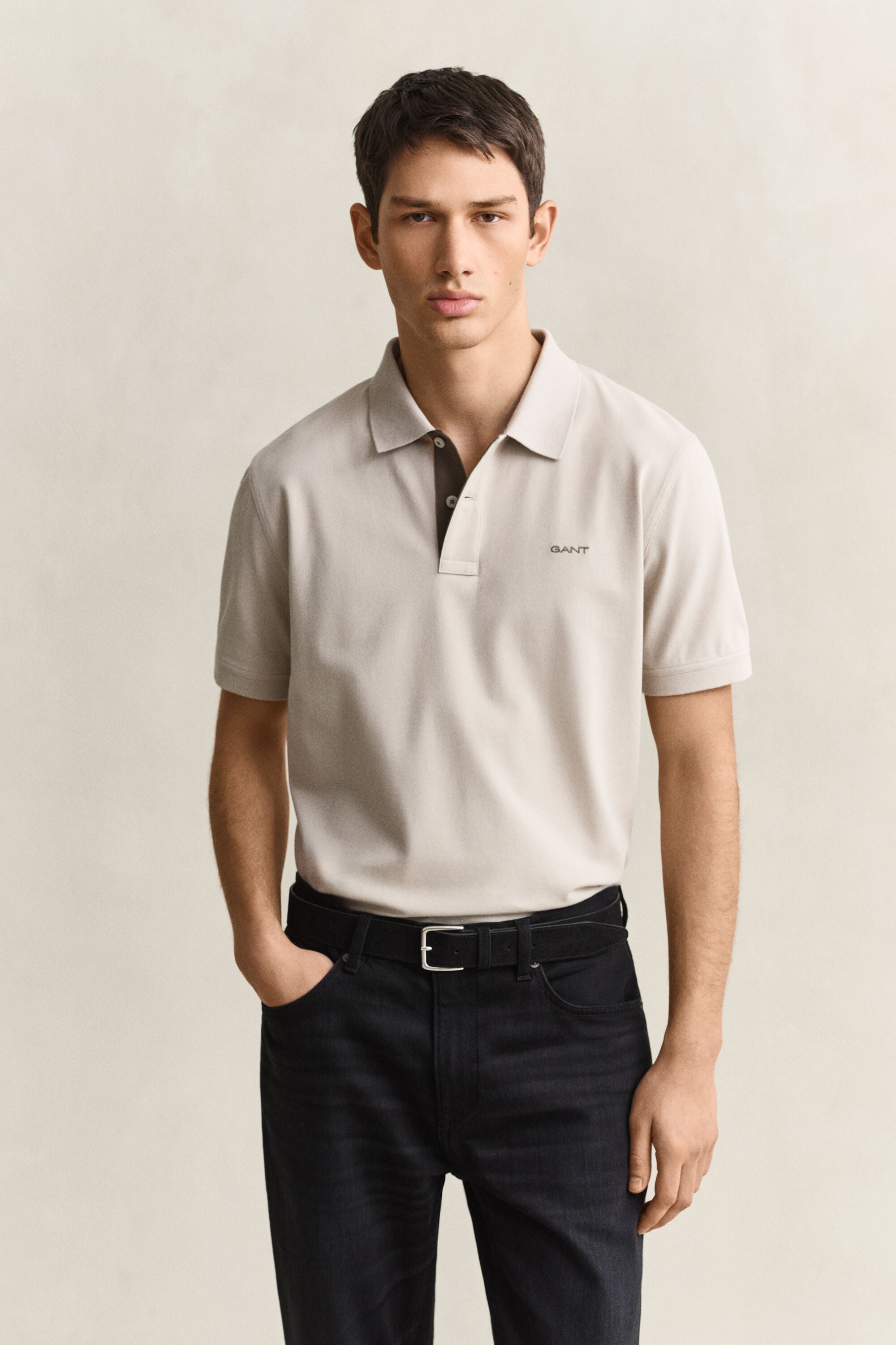 Piqué poloshirt met contrasterend detail