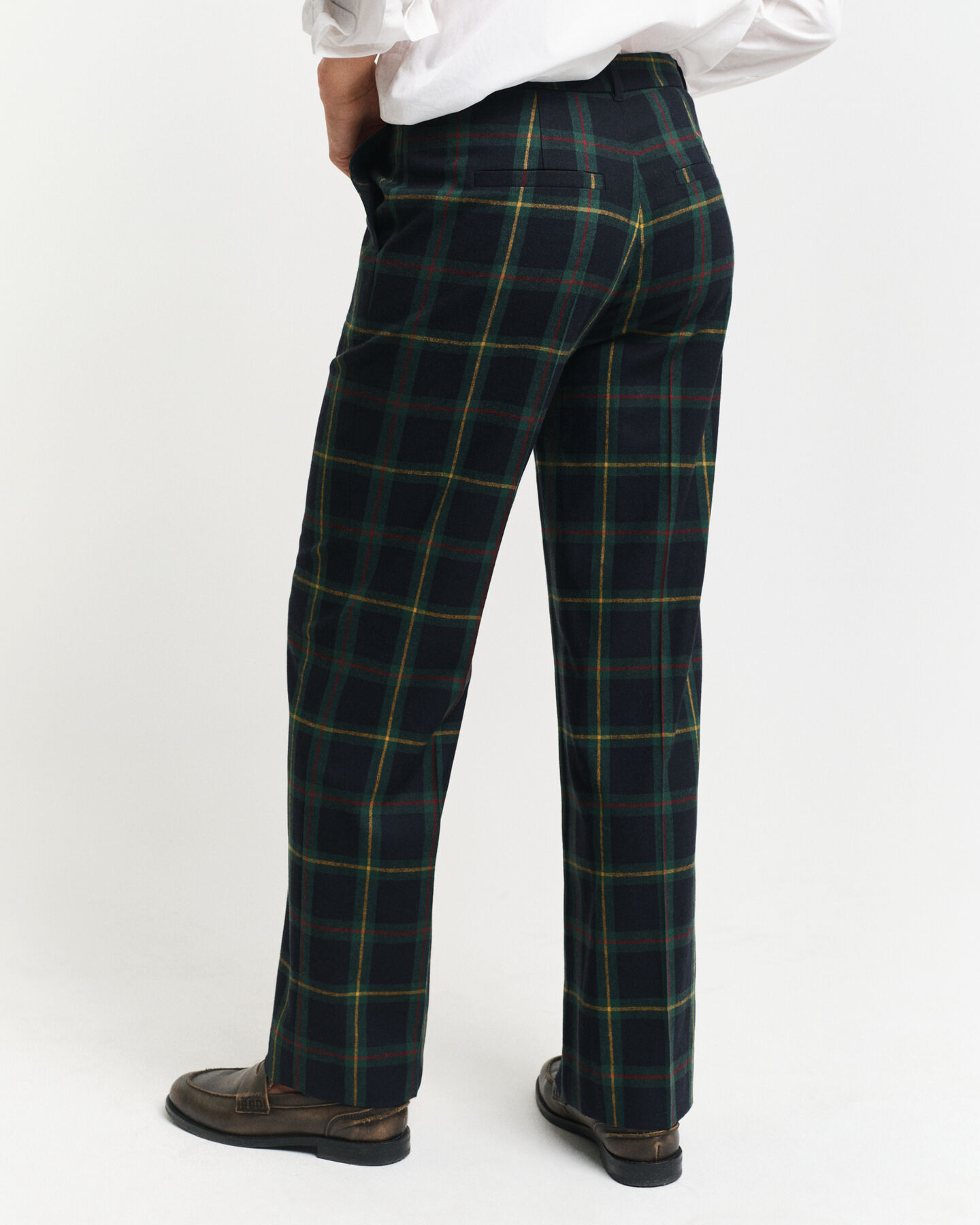 Geruite kostuumbroek met rechte pijpen