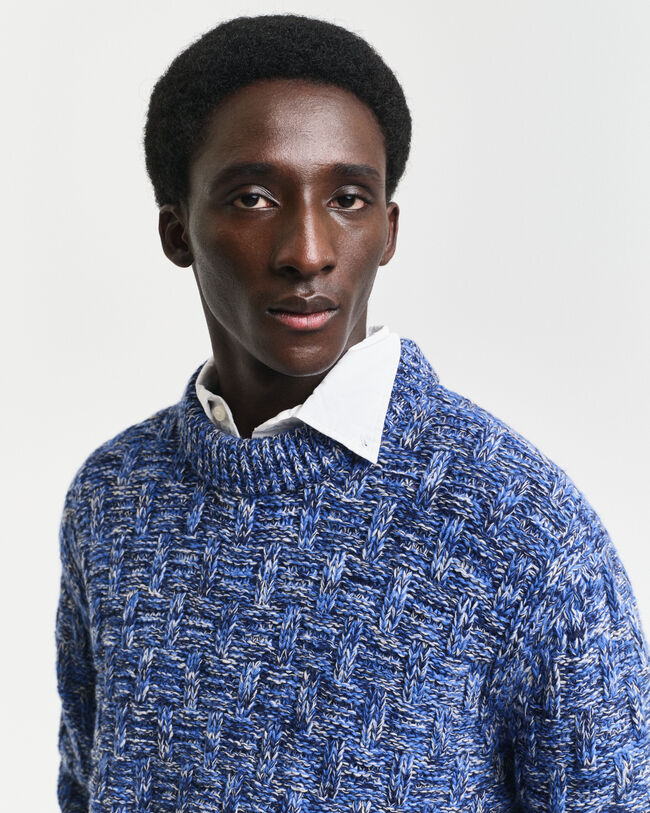 Trui met ronde hals van getextureerde wolmix