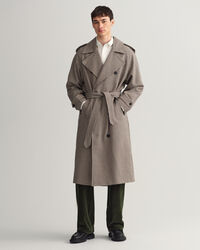 Wollen trenchcoat met pied-de-poule