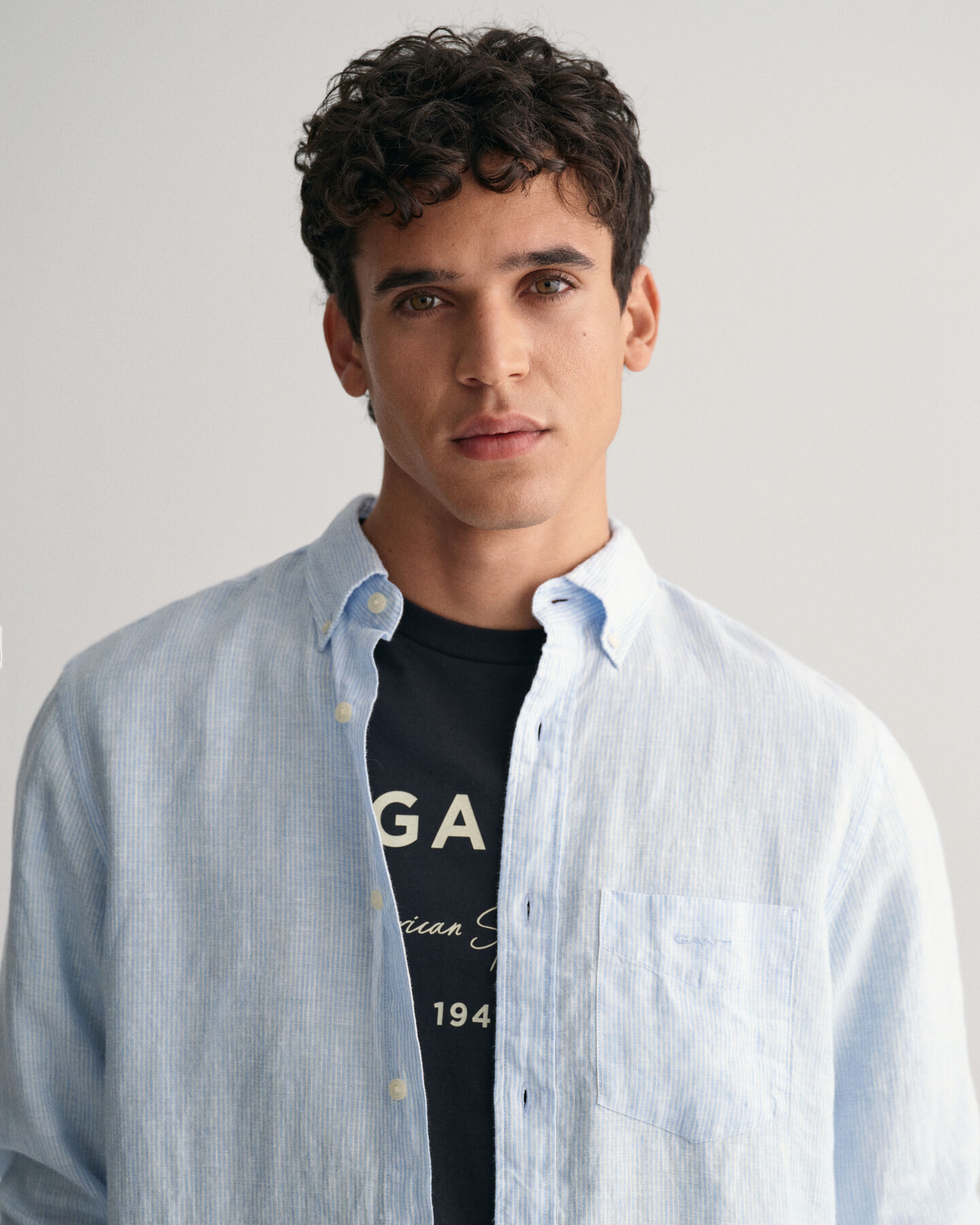 Regular Fit gestreept linnen overhemd