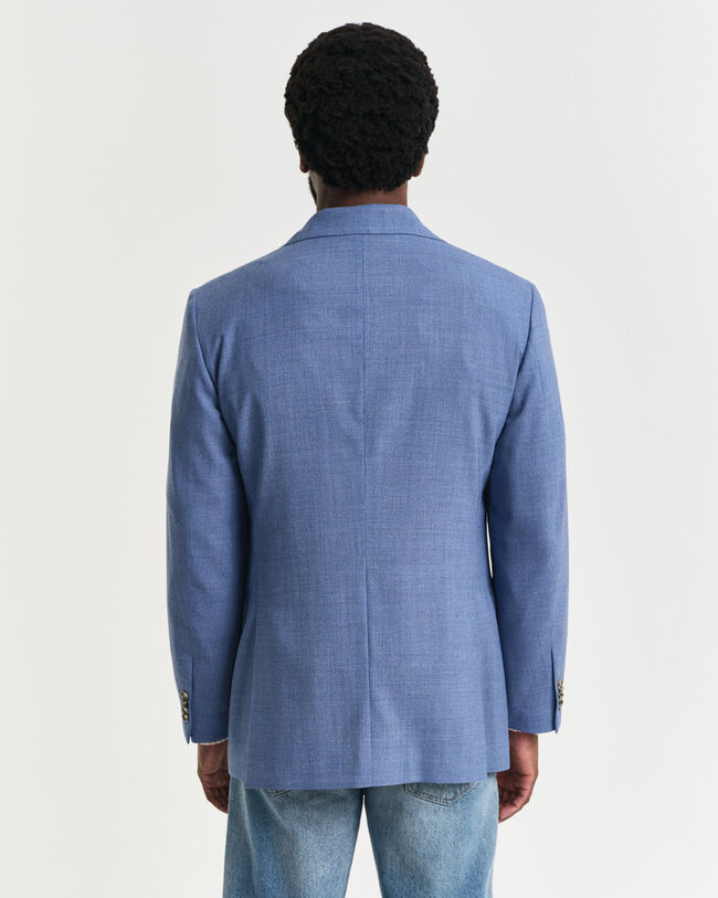 Regular Fit kostuumjasje van moulinéwol