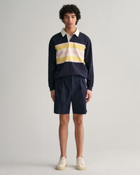 Chinoshort van keperstof met plooien