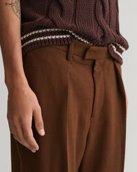 Kostuumbroek met wijde pijpen van wolcrèpe