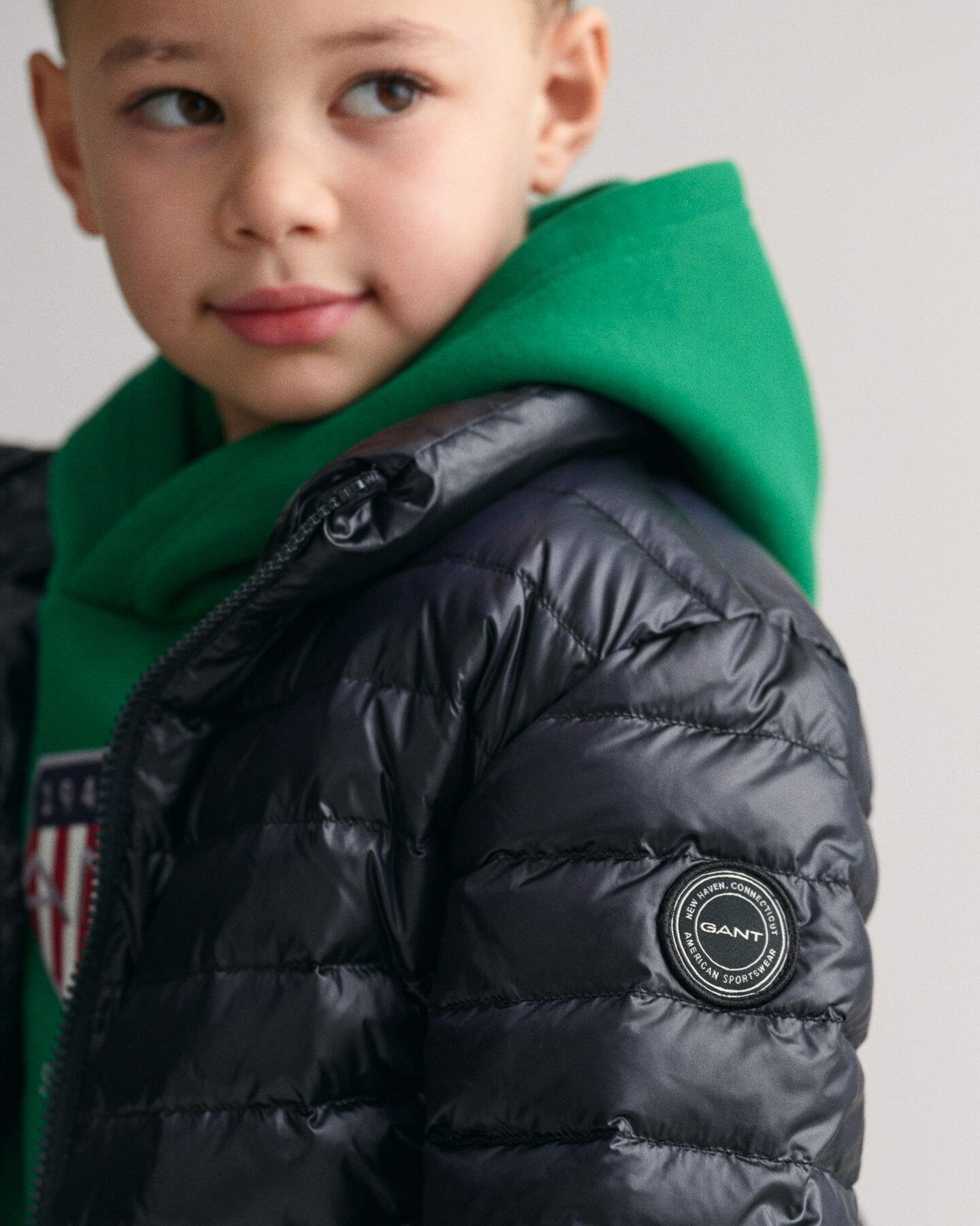 Kids glanzend lichtgewicht donsjack met wattering