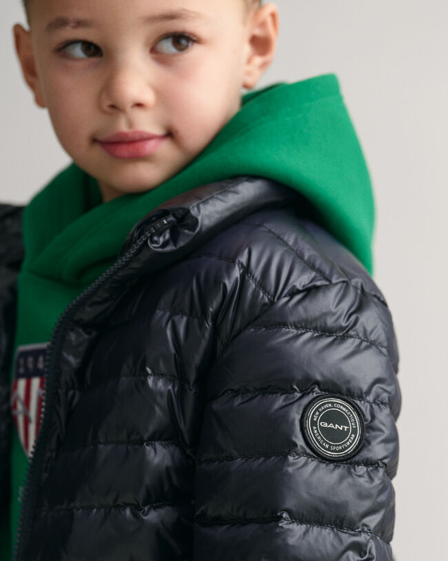Kids glanzend lichtgewicht donsjack met wattering