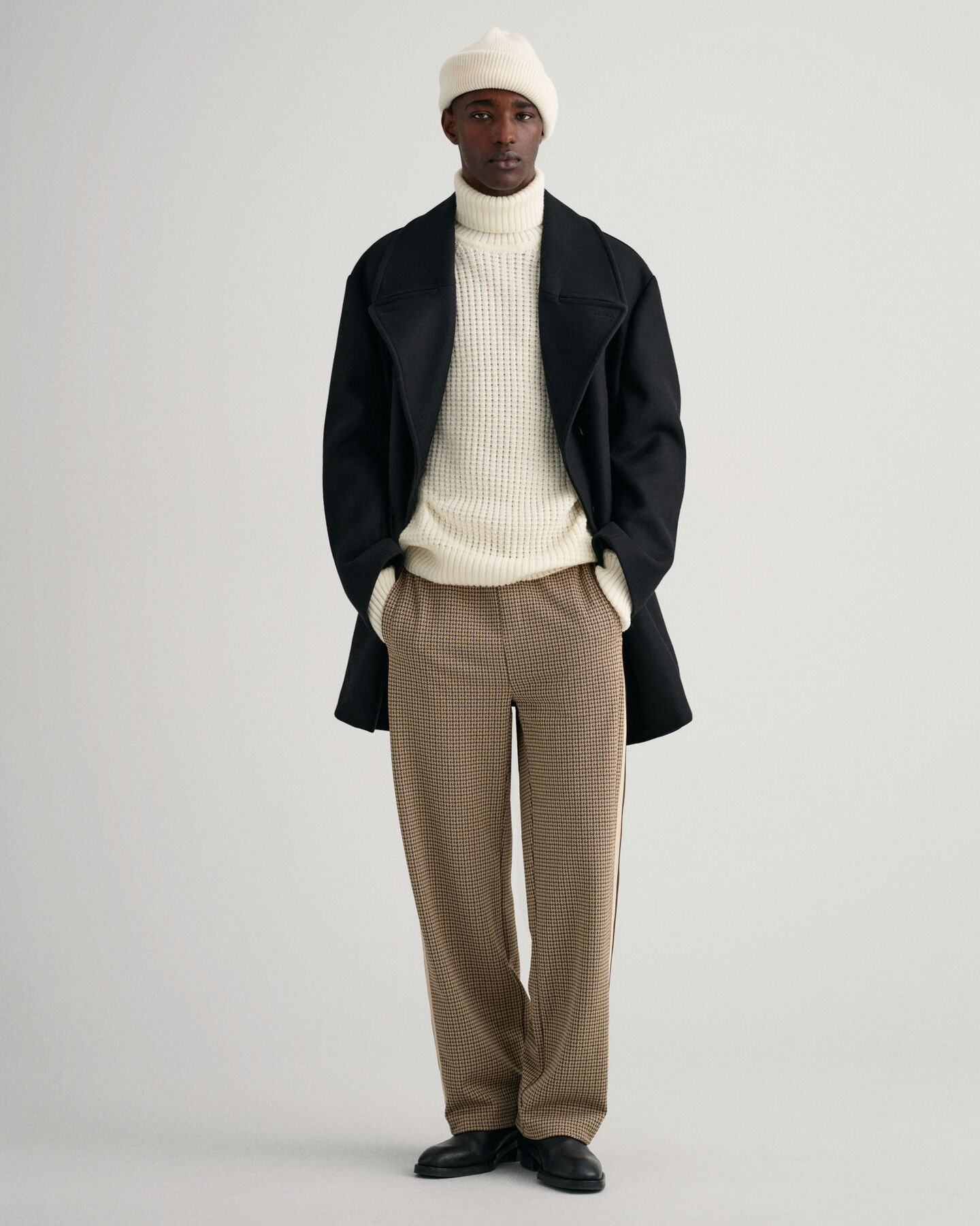 Textured trui met rolkraag