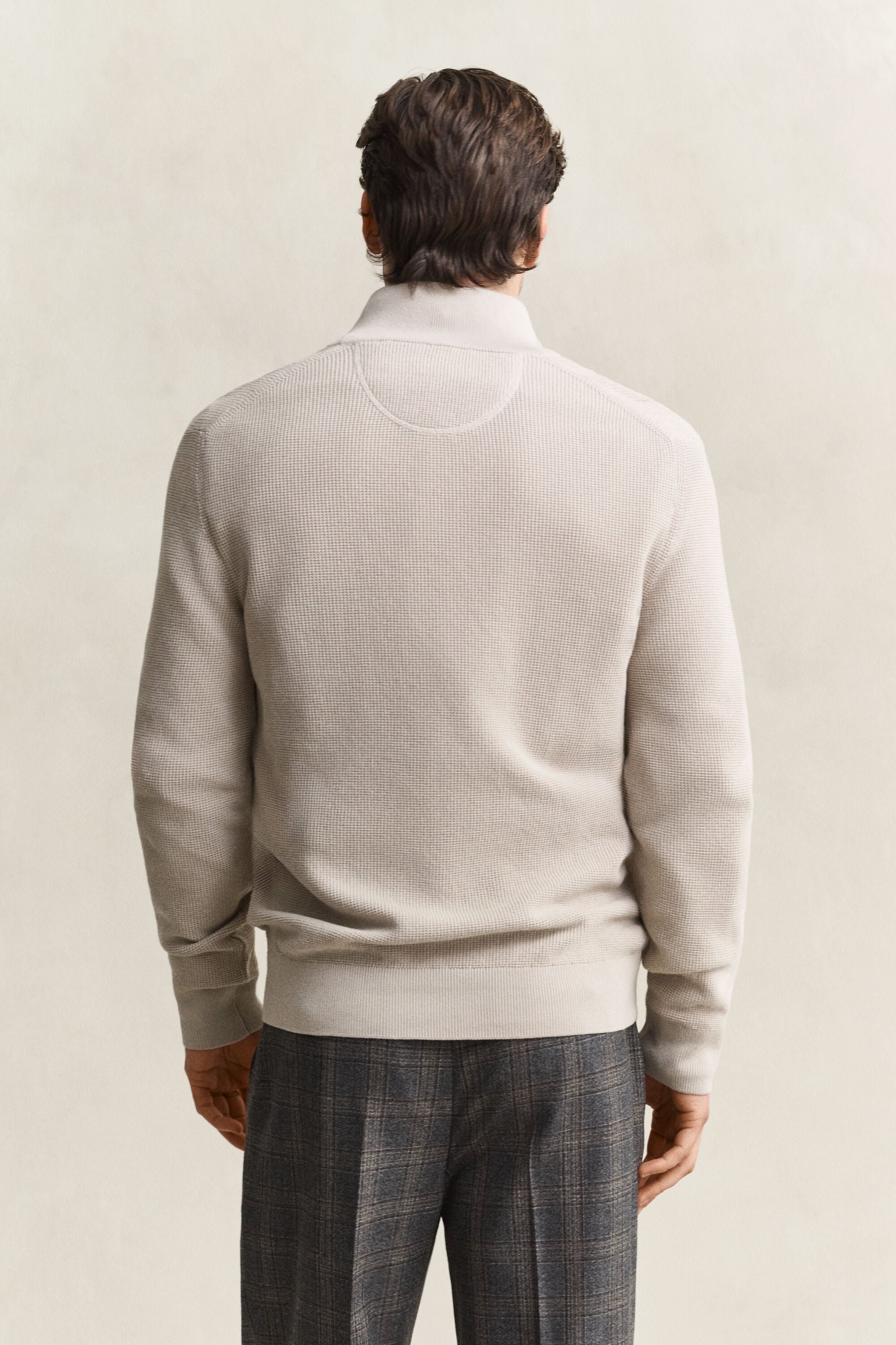 Katoenen Textured sweater met korte rits