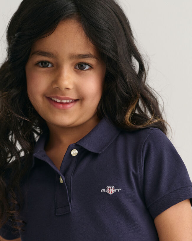 Girls piqu&eacute; Flounce jurk met korte mouwen