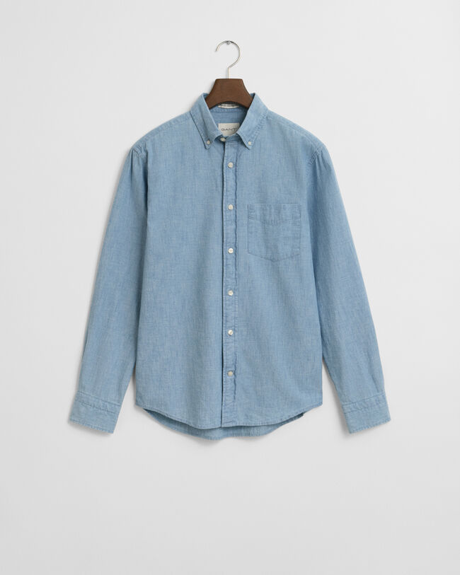 Regular Fit indigo chambray overhemd