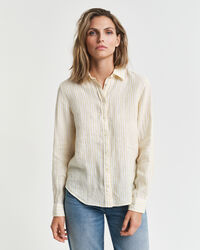 Regular Fit gestreept linnen overhemd