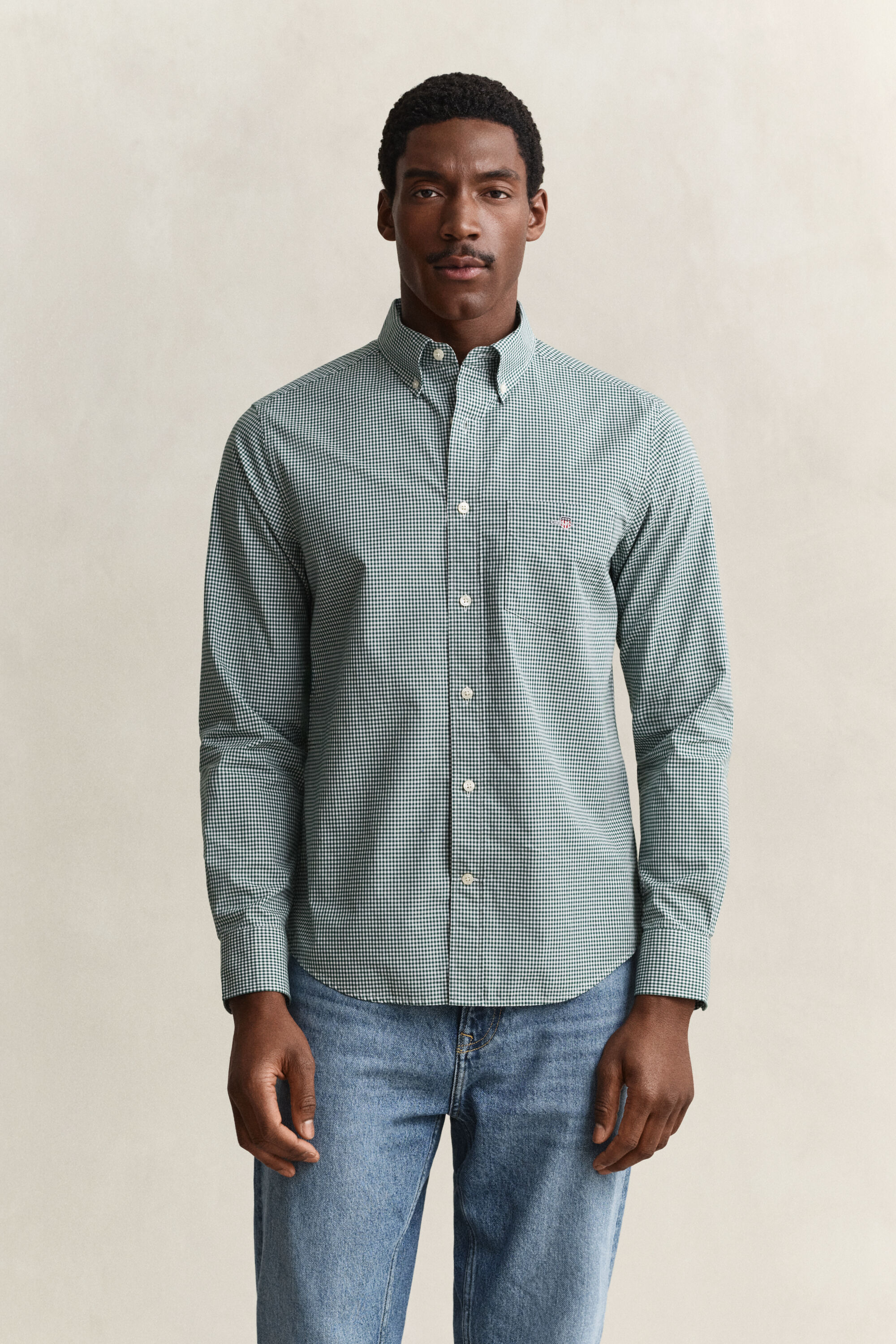 Klassiek poplin overhemd met Gingham-ruitje