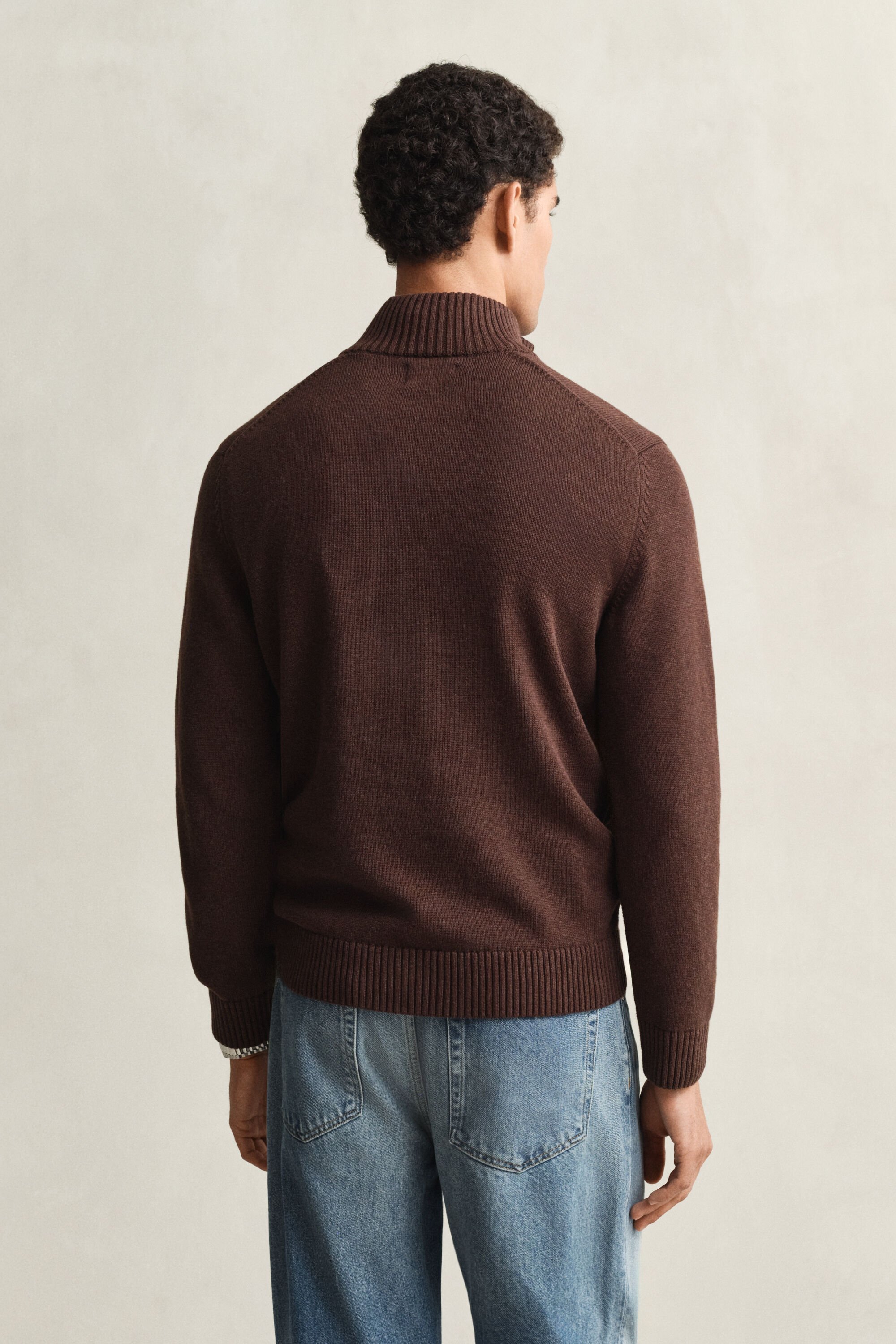 Casual katoenen trui met korte rits