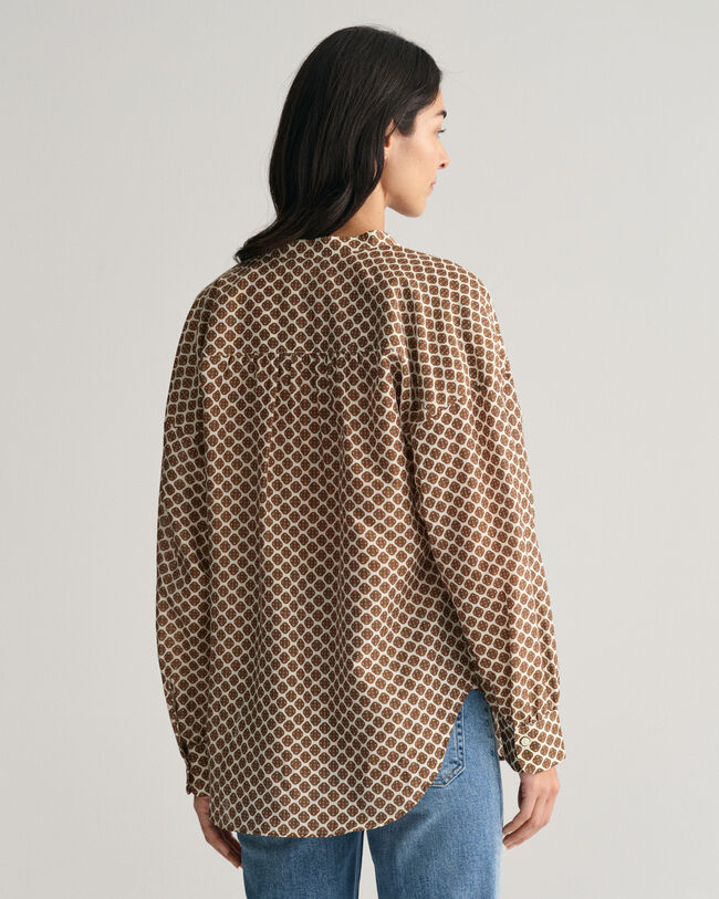 Monogram Print Blouse van katoen en zijde