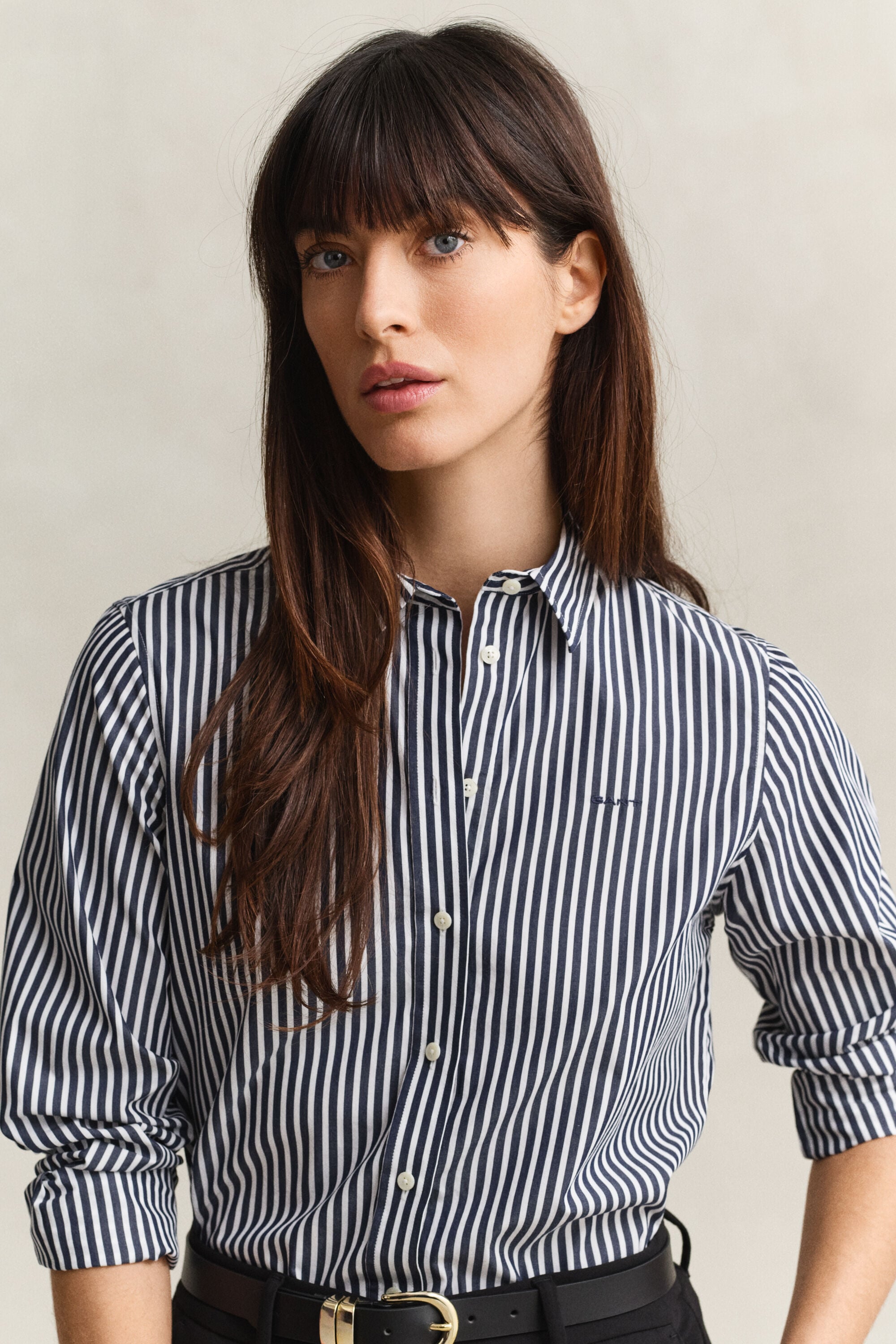Classic Regular gestreept poplin overhemd