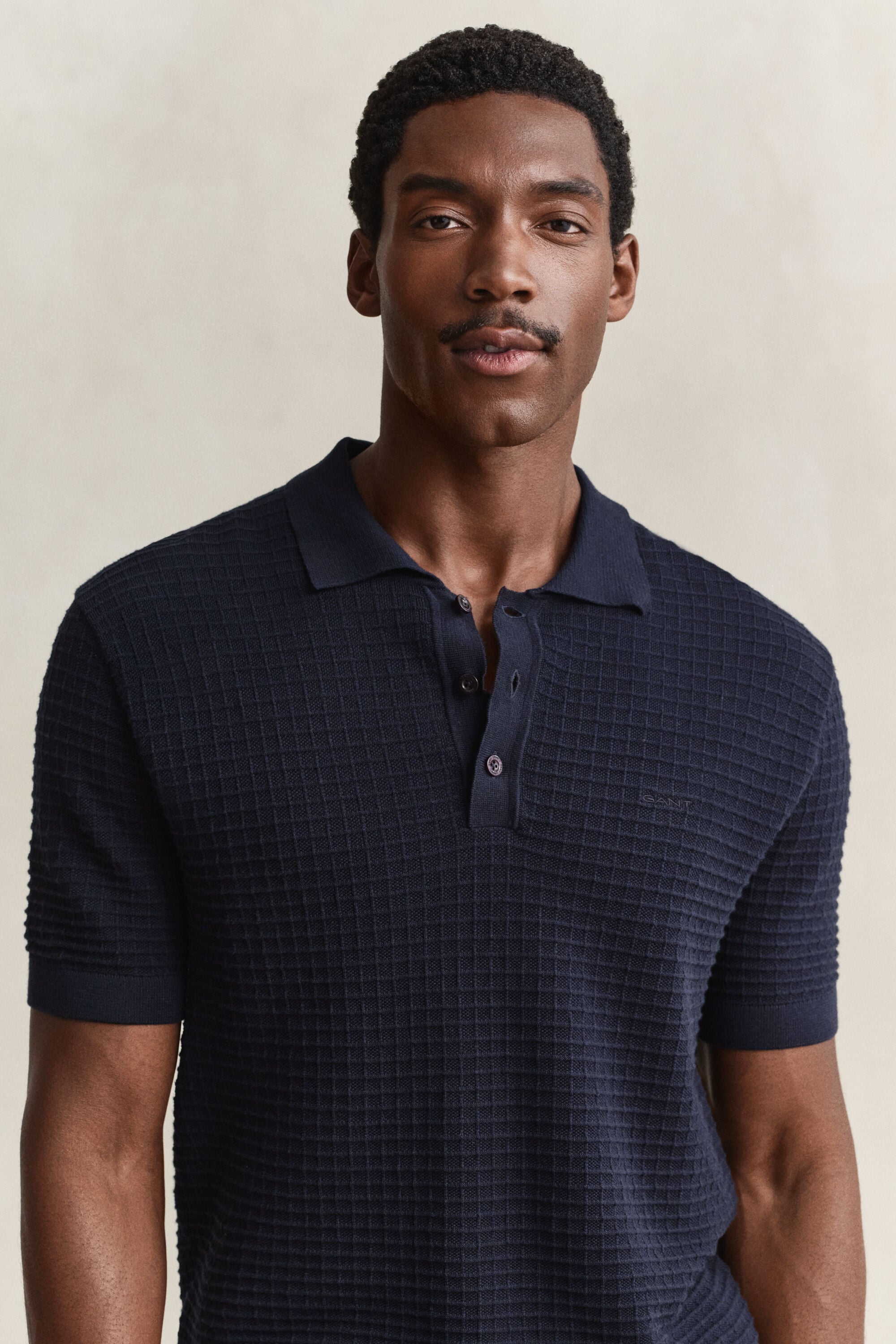Polosweater met textuur