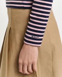 Gestreepte coltrui met rib en lange mouwen