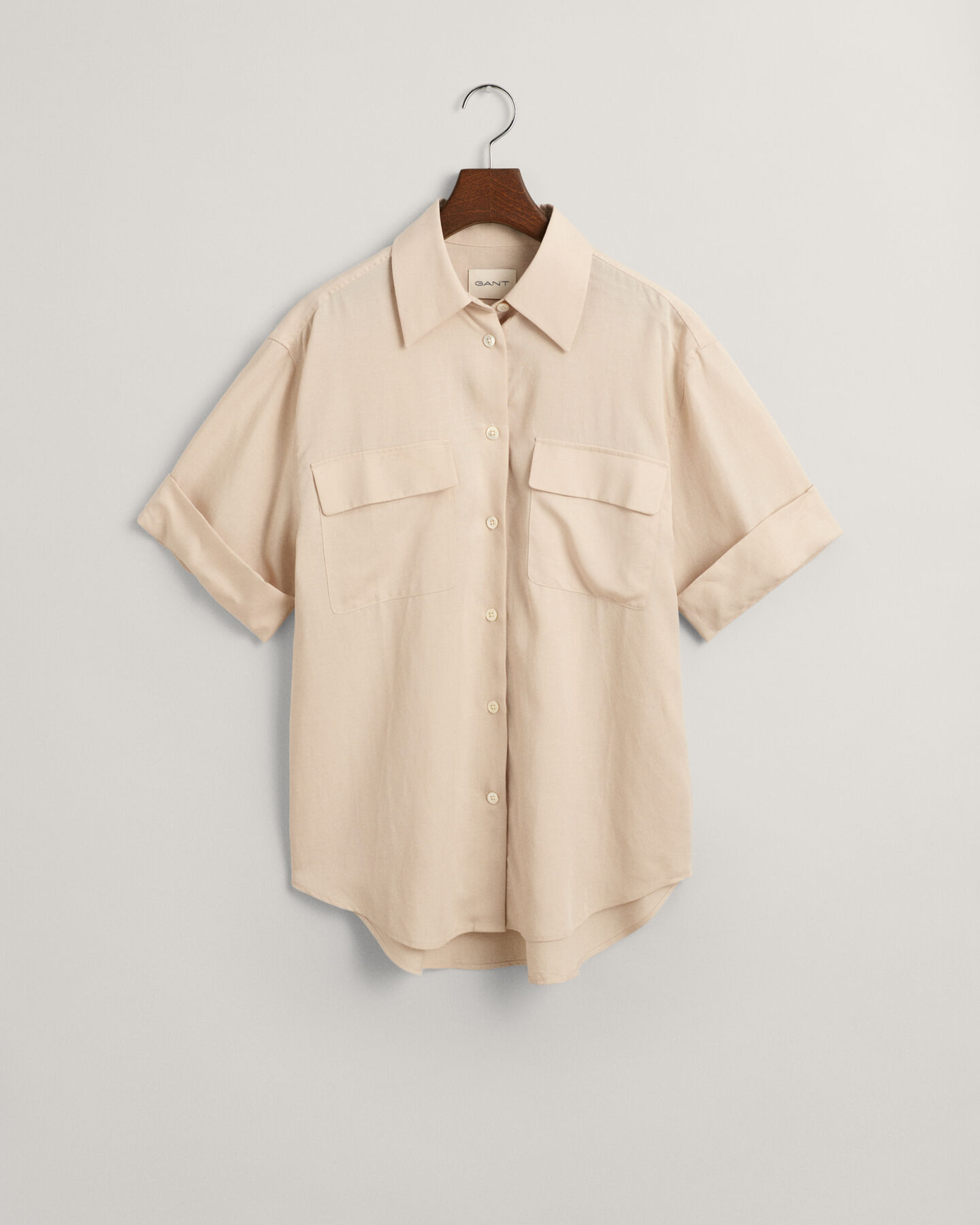 Relaxed Fit Pocket Detail blouse met korte mouwen