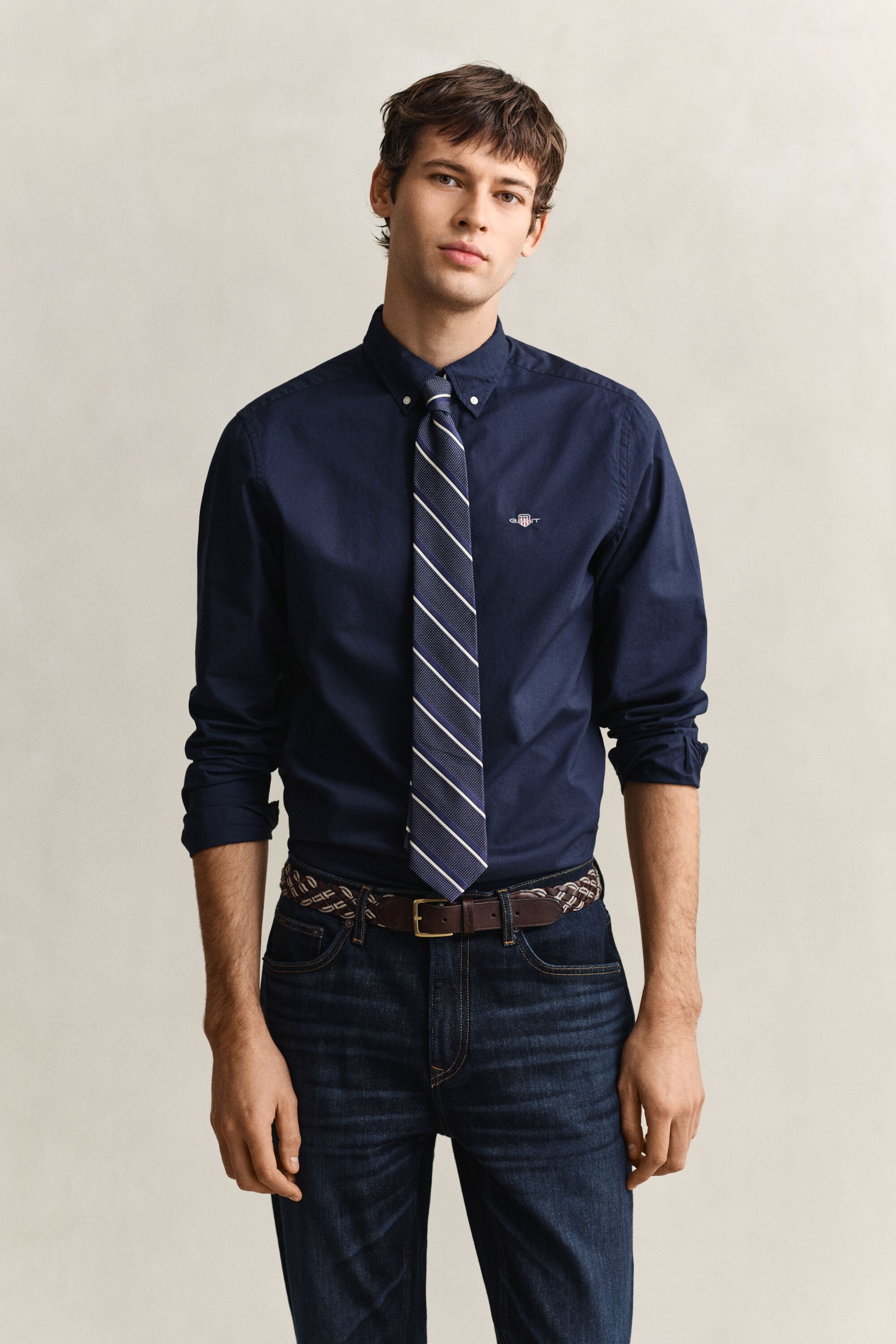 Slim Fit Classic overoverhemd van poplin