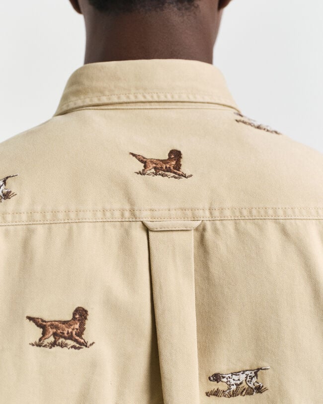 Relaxed Fit geborduurd overhemd van keperstof