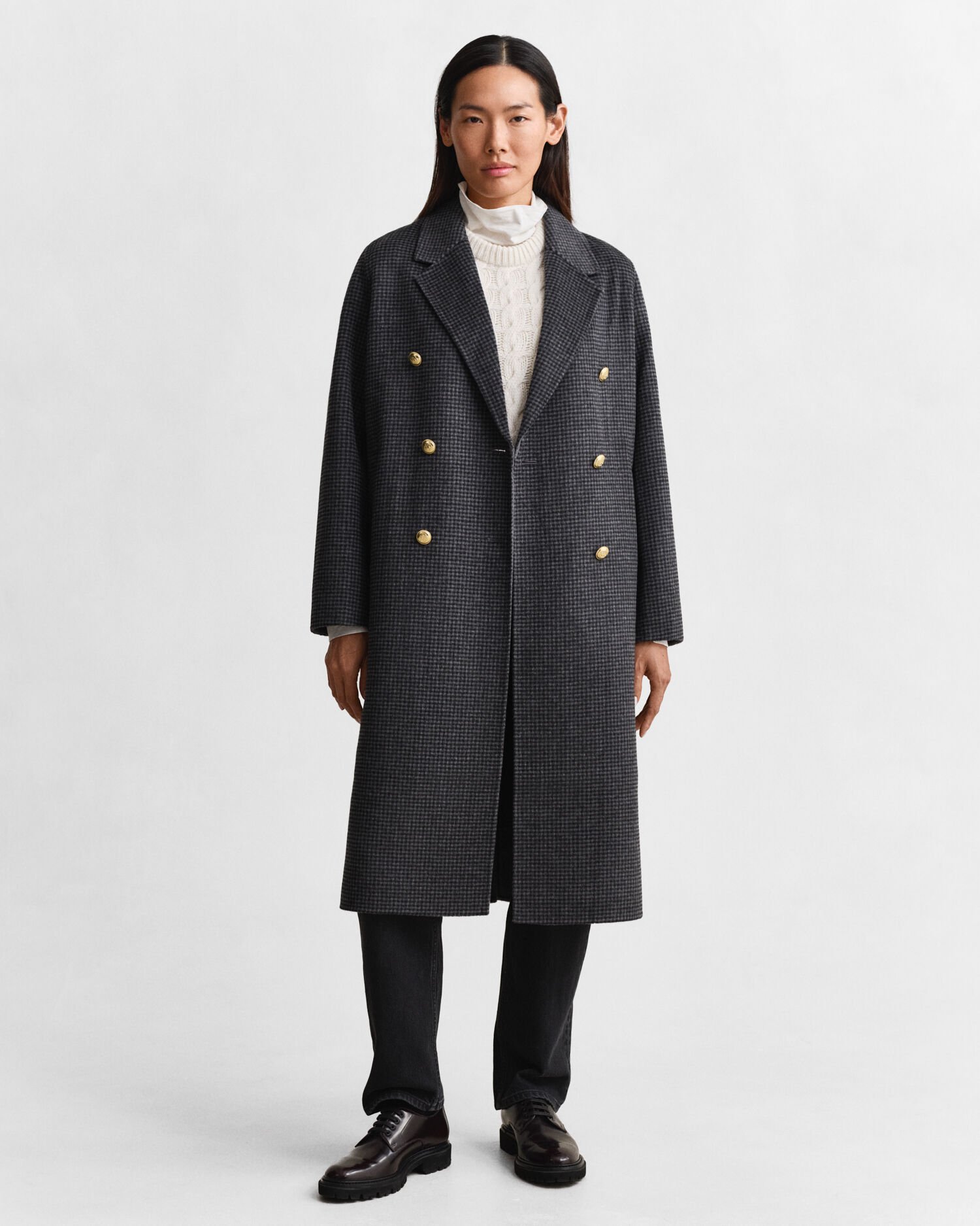 Handgestikte Car Coat met ruiten