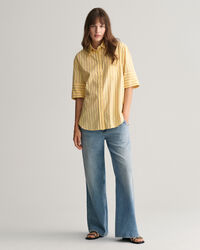 Relaxed Fit Luxury Oxford-overhemd met korte mouwen en strepen