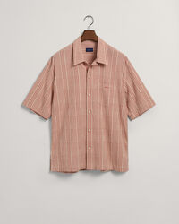 Regular Fit Seersucker overhemd met korte mouwen en ruitjes