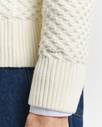 Katoenen Textured sweater met korte rits