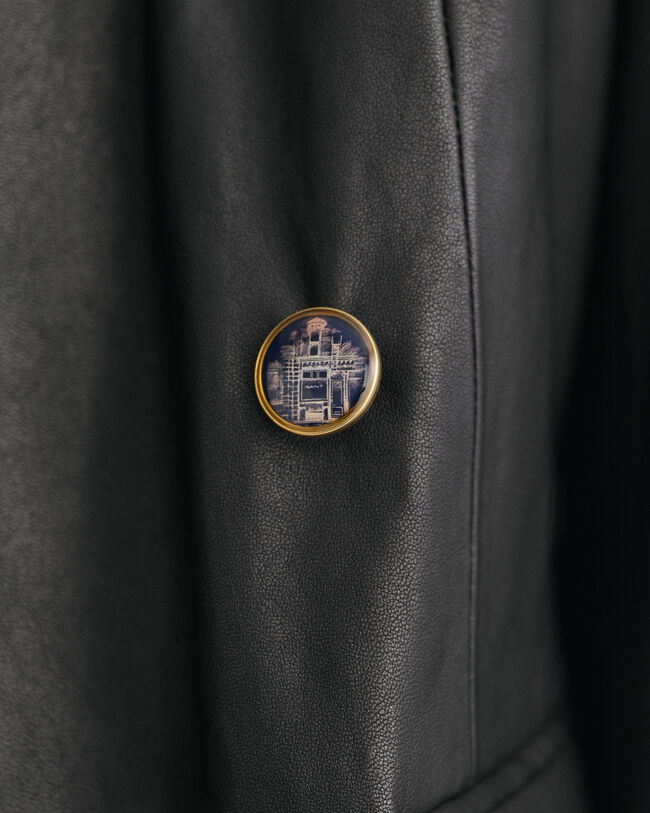 Regular Fit leren blazer