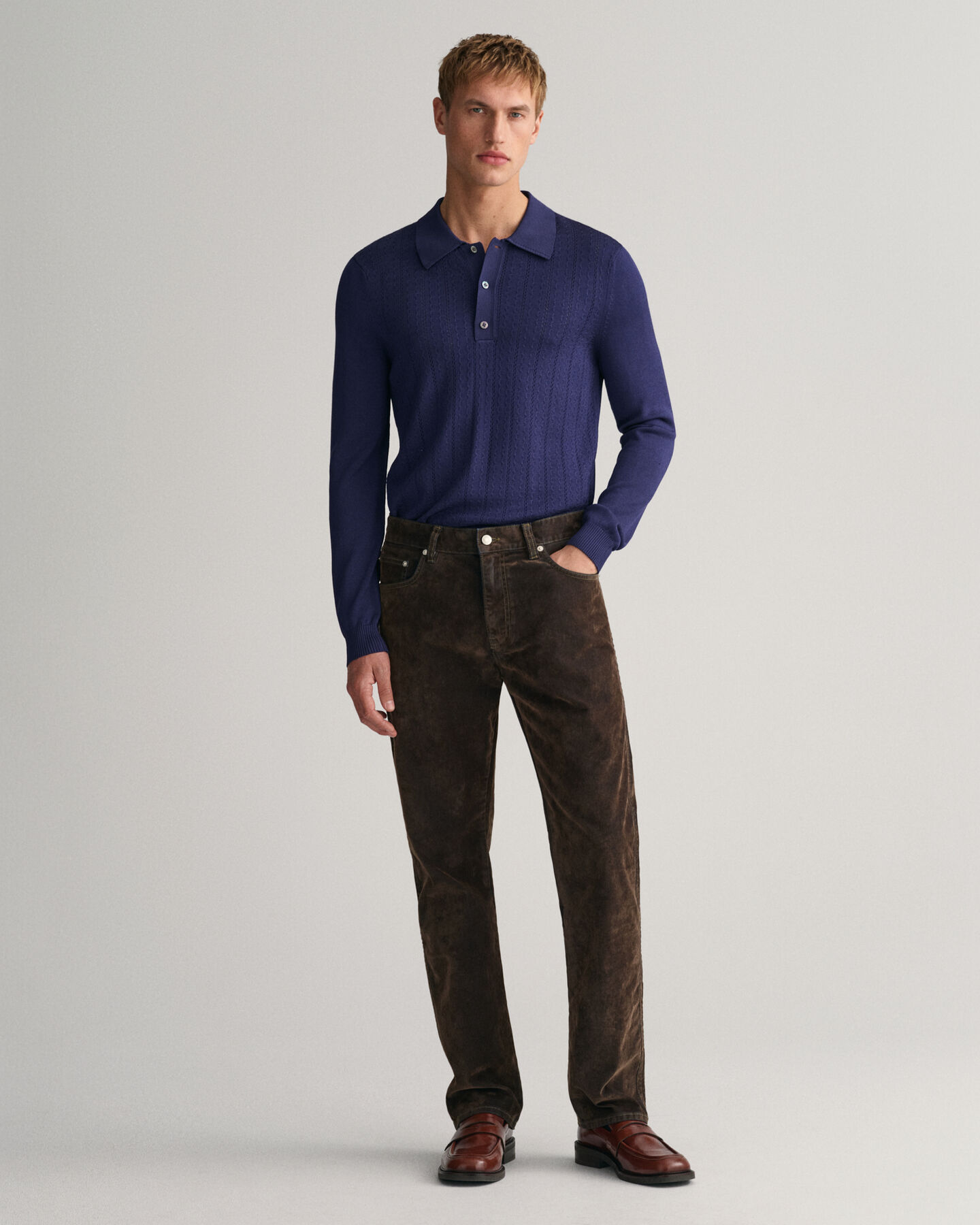 Polosweater van glanzende viscose