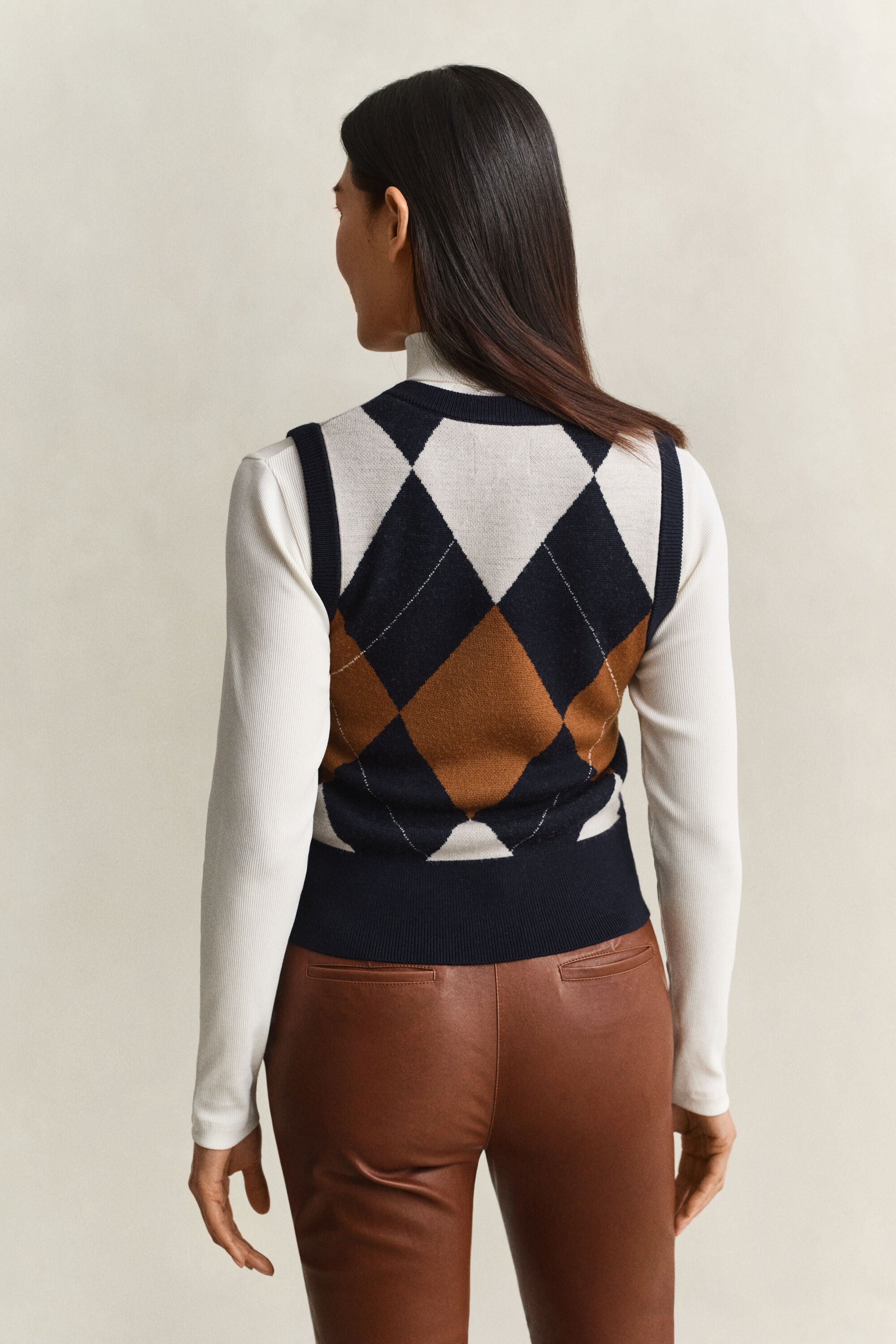 Gebreide wollen spencer met Argyle-patroon