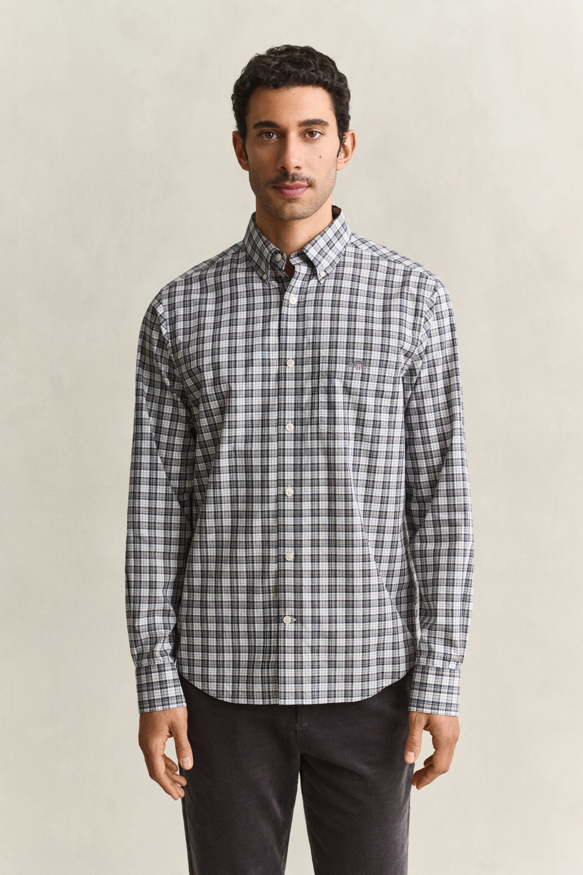 Geruit poplin overhemd
