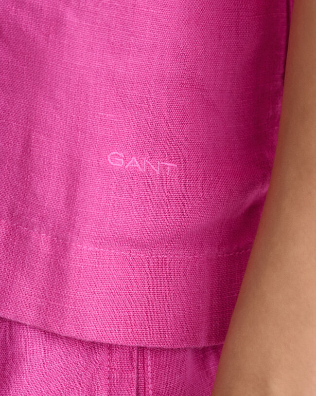 Teen Girls vierkant linnen overhemd met korte mouwen